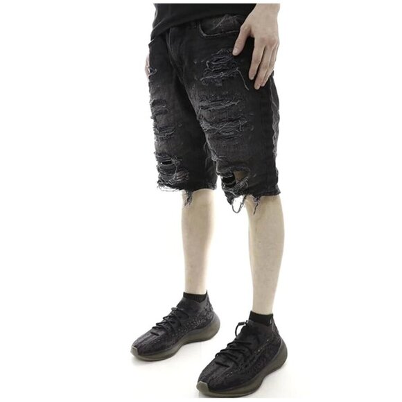 JORDAN CRAIG LEGACY New Belmar Denim Destroyed Distressed Black Jean Shorts 42 - Picture 1 of 13